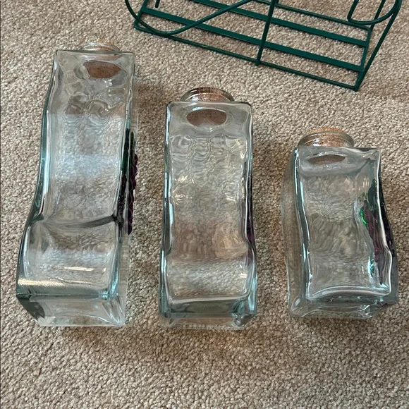 Glass Grape Bottle Set with Metal Stand - Picture 4 of 8